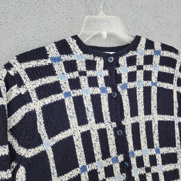 Talbots Women's Medium* Dark Blue Knit Cardigan Button Front Sweater - Picture 2 of 11